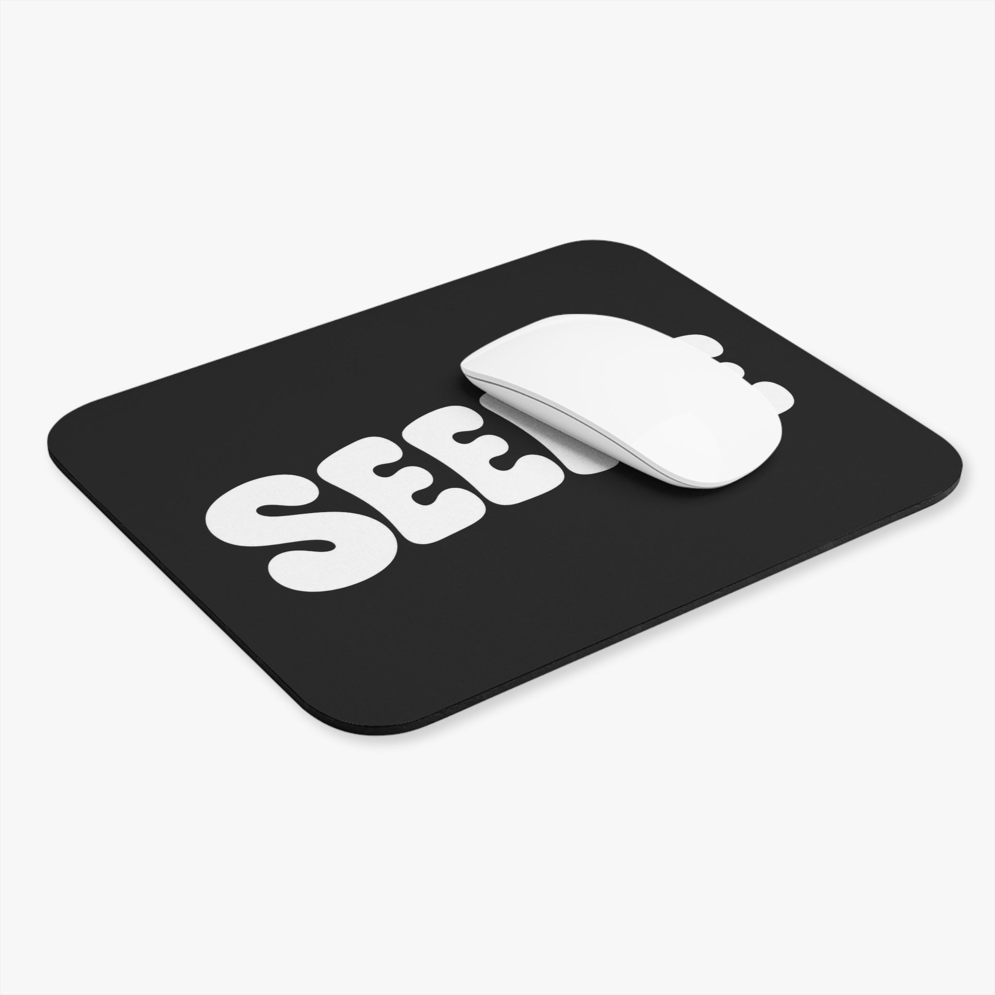 Seenie Mouse Pad | Retro Bubble Letter Desk Mat