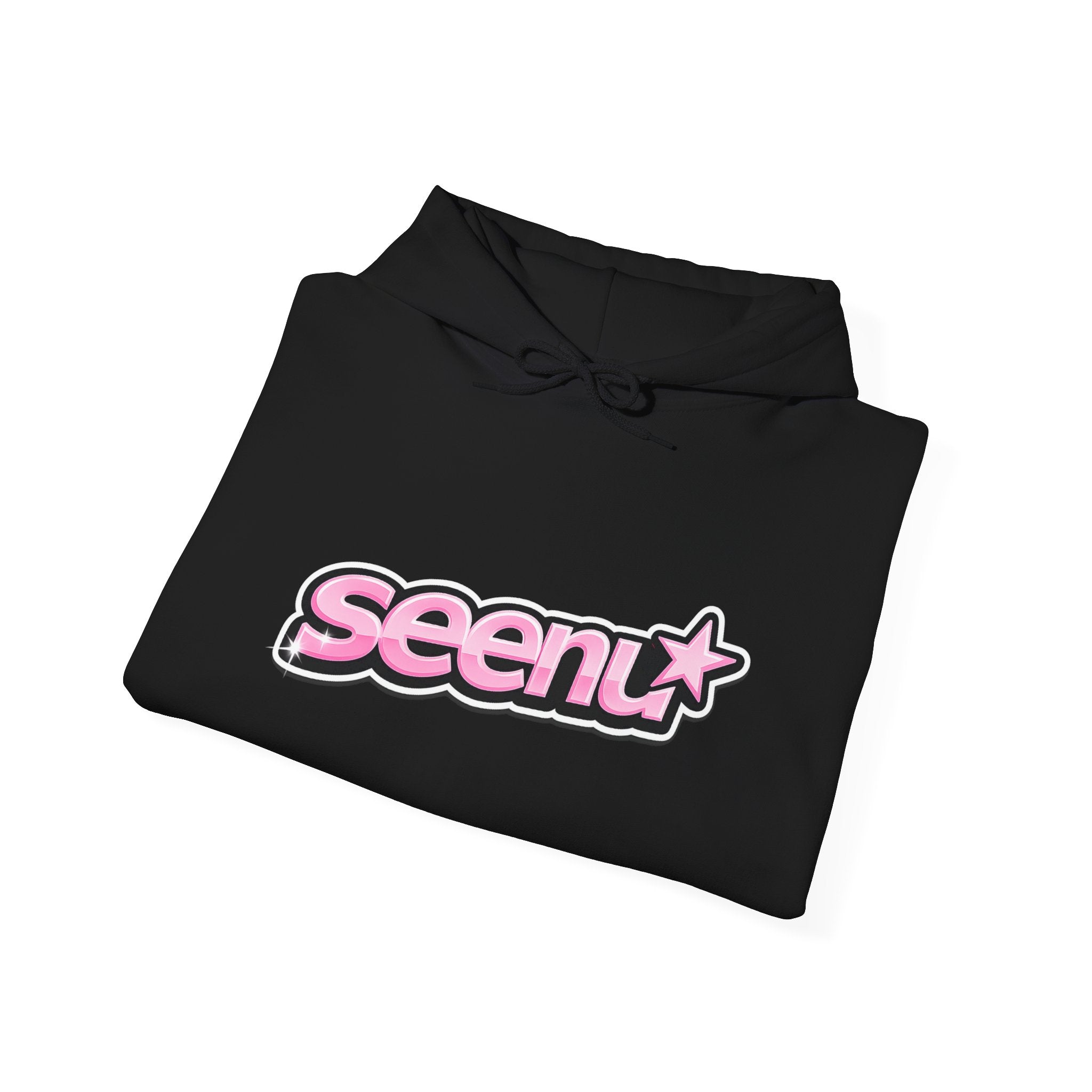 Hoodie — "seen" Pink Bubble Logo Hoodie for Trendy Streetwear