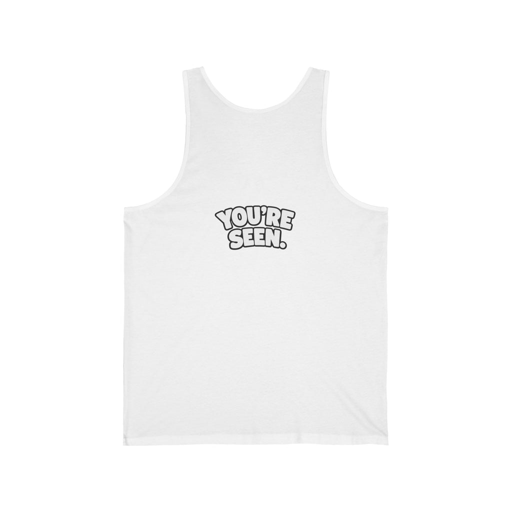 Seenie text graphic Tank | 'You're Seen' retro bubble lettering