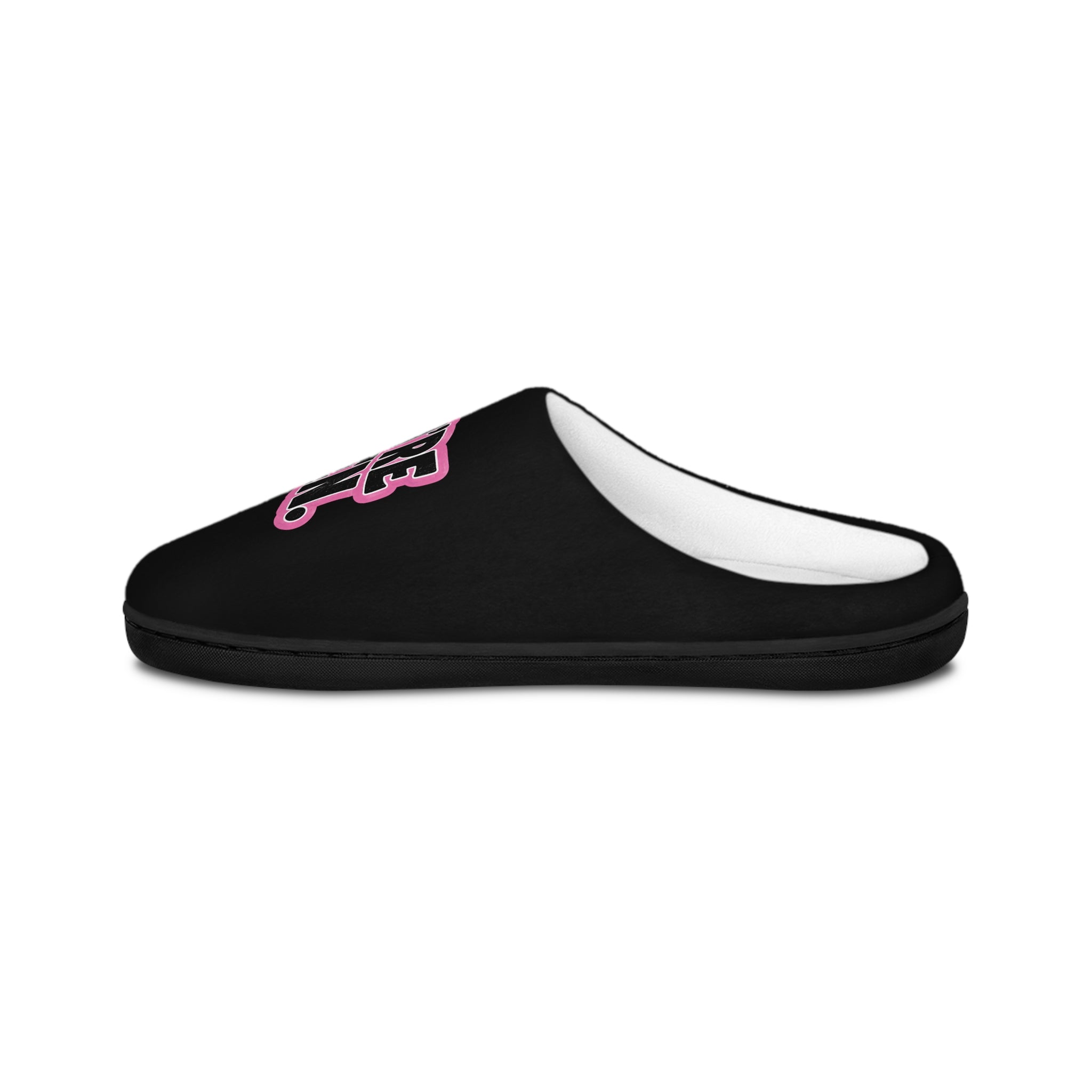 YOU'RE SEEN graphic Slippers | Black and Pink, Text Pattern Indoor Slippers