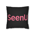 SeenU pink logo pillowcase | black square throw pillow cover