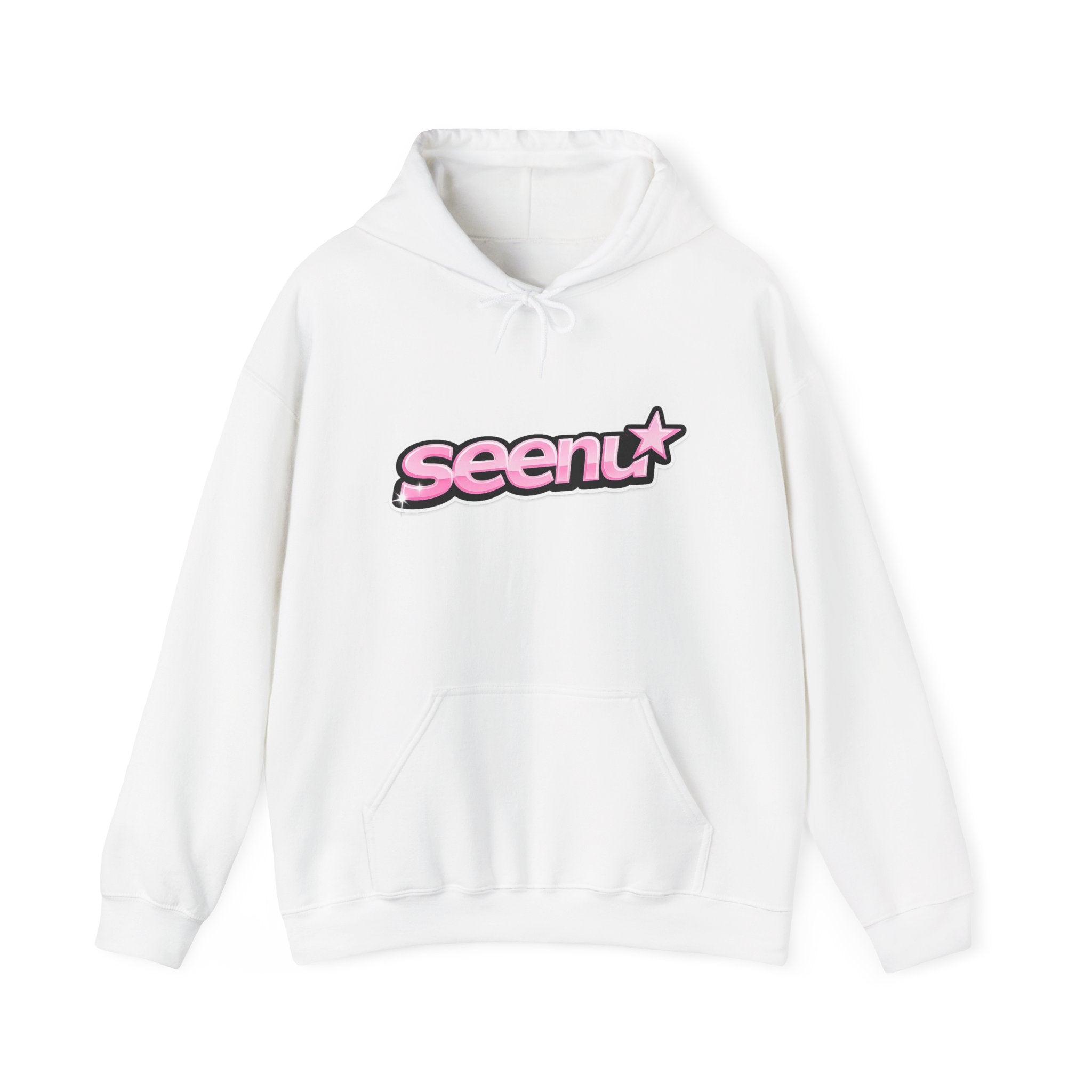 Hoodie — "seen" Pink Bubble Logo Hoodie for Trendy Streetwear