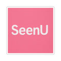 SeenU logo Sticker | Pink square kiss-cut sticker, laptop decal