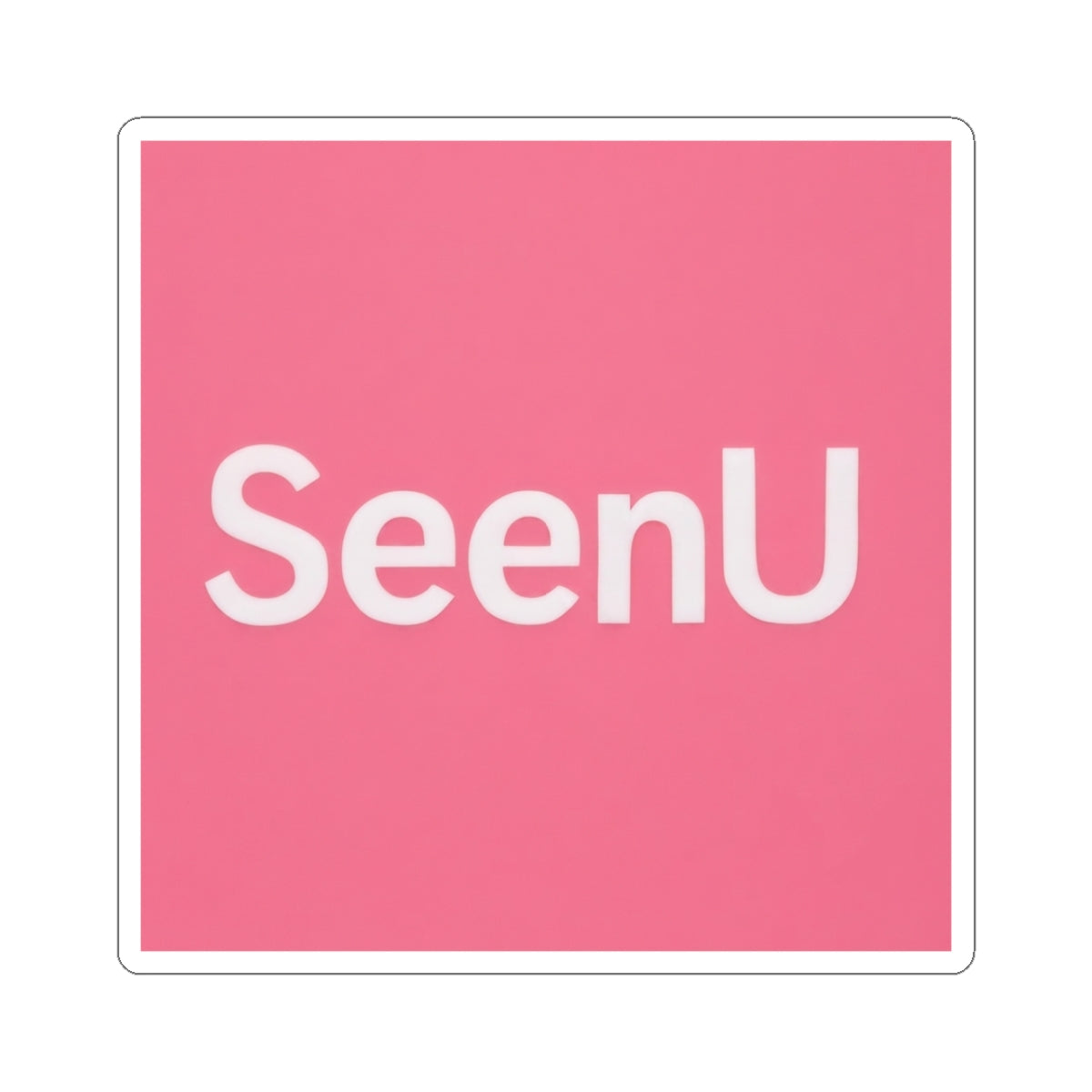 SeenU logo Sticker | Pink square kiss-cut sticker, laptop decal