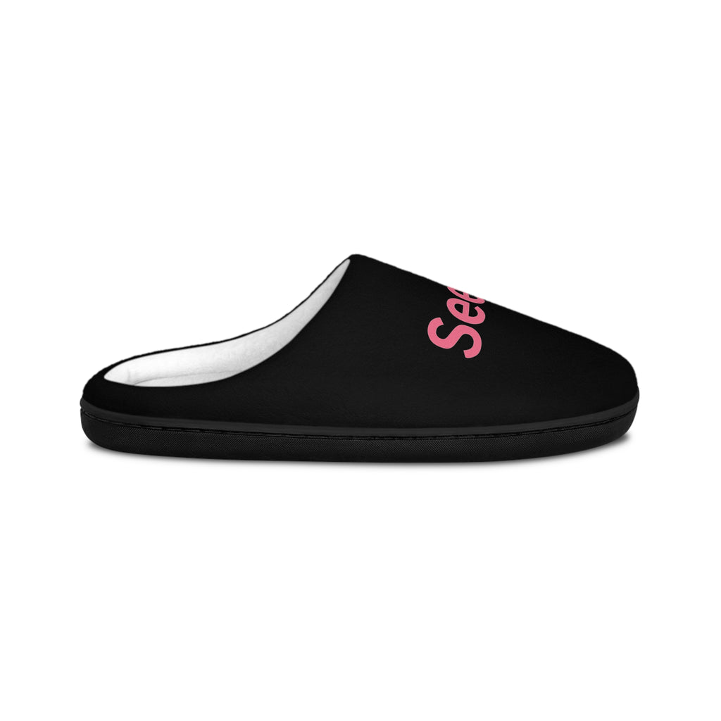 Pink 'Seen' Text Slippers | Indoor Women's Slippers