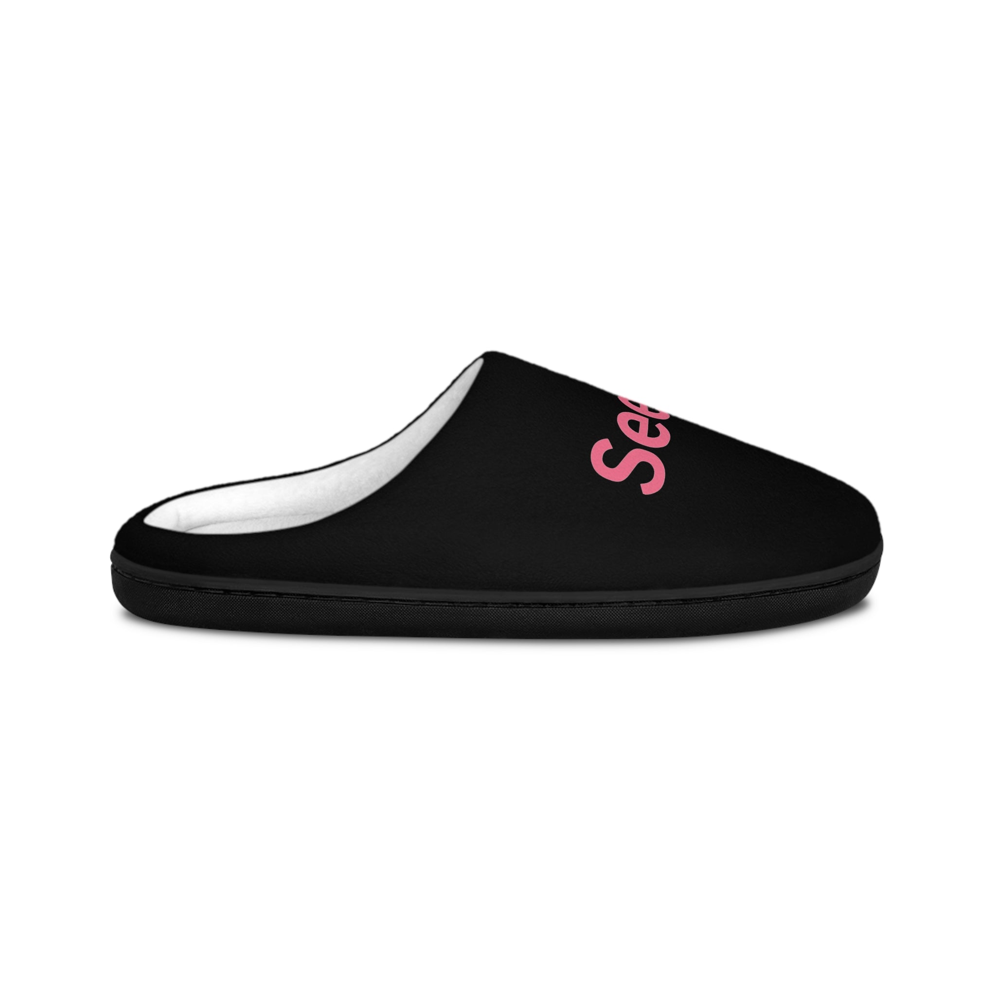 Pink 'Seen' Text Slippers | Indoor Women's Slippers