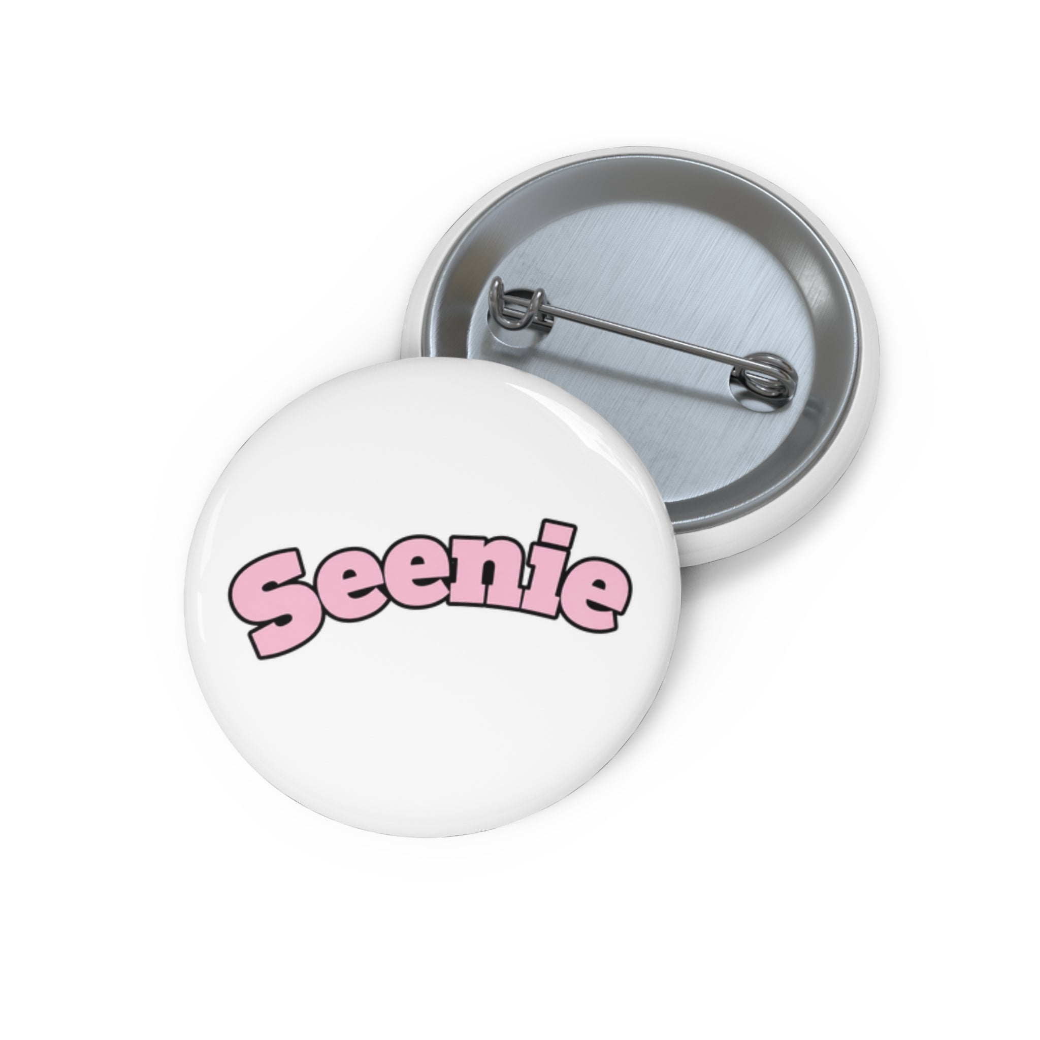 Seenie Pink Bubble Letter Pin Button | Custom Pin