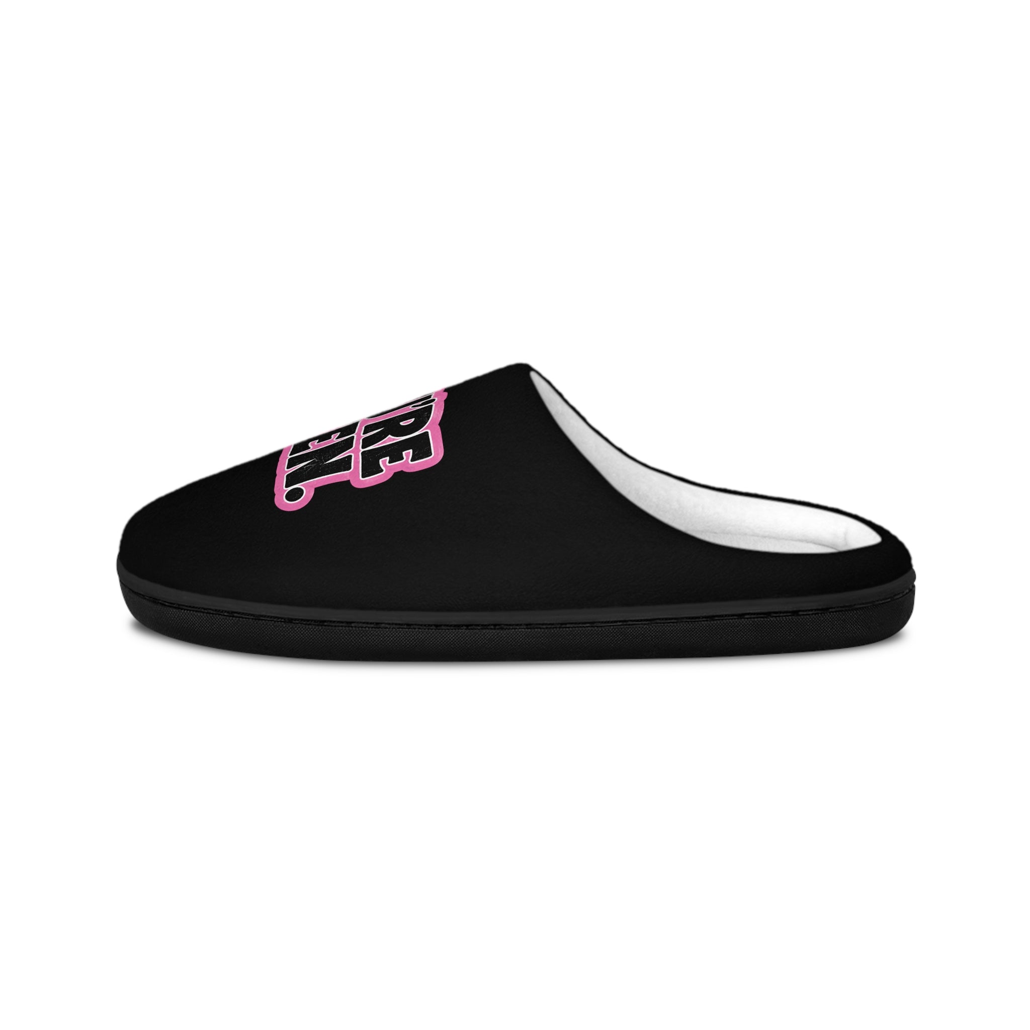 YOU'RE SEEN graphic Slippers | Black and Pink, Text Pattern Indoor Slippers