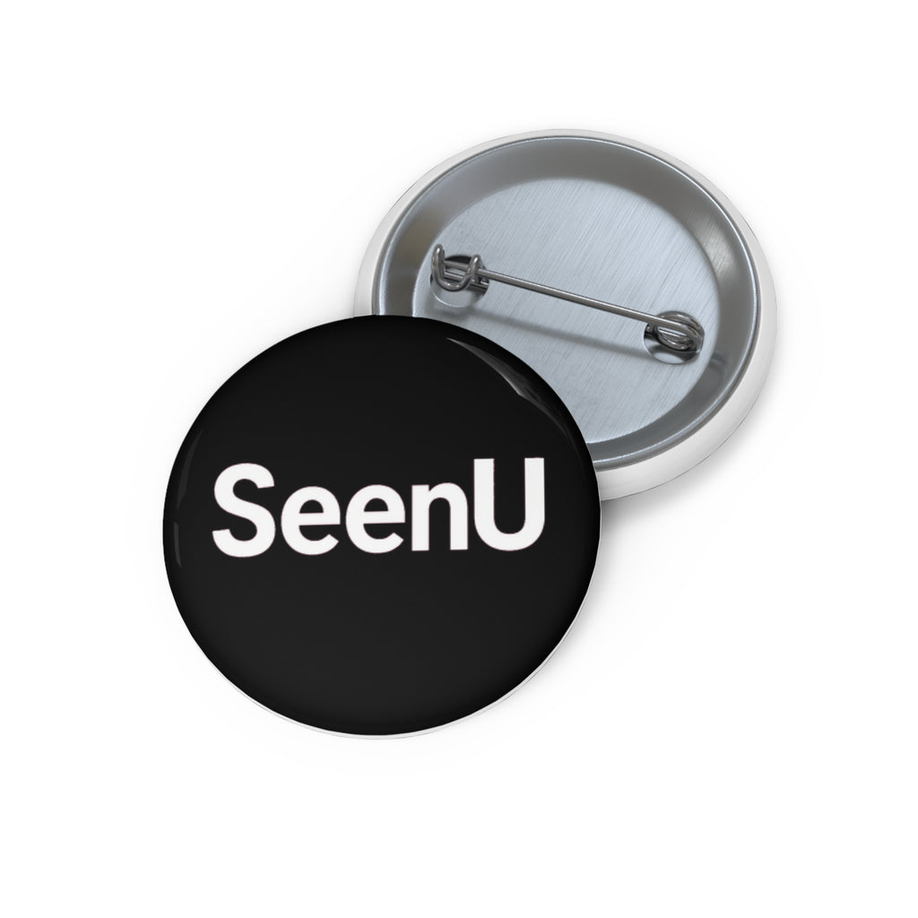 SeenU Black Logo Pin Button — Custom Round Pinback Badge