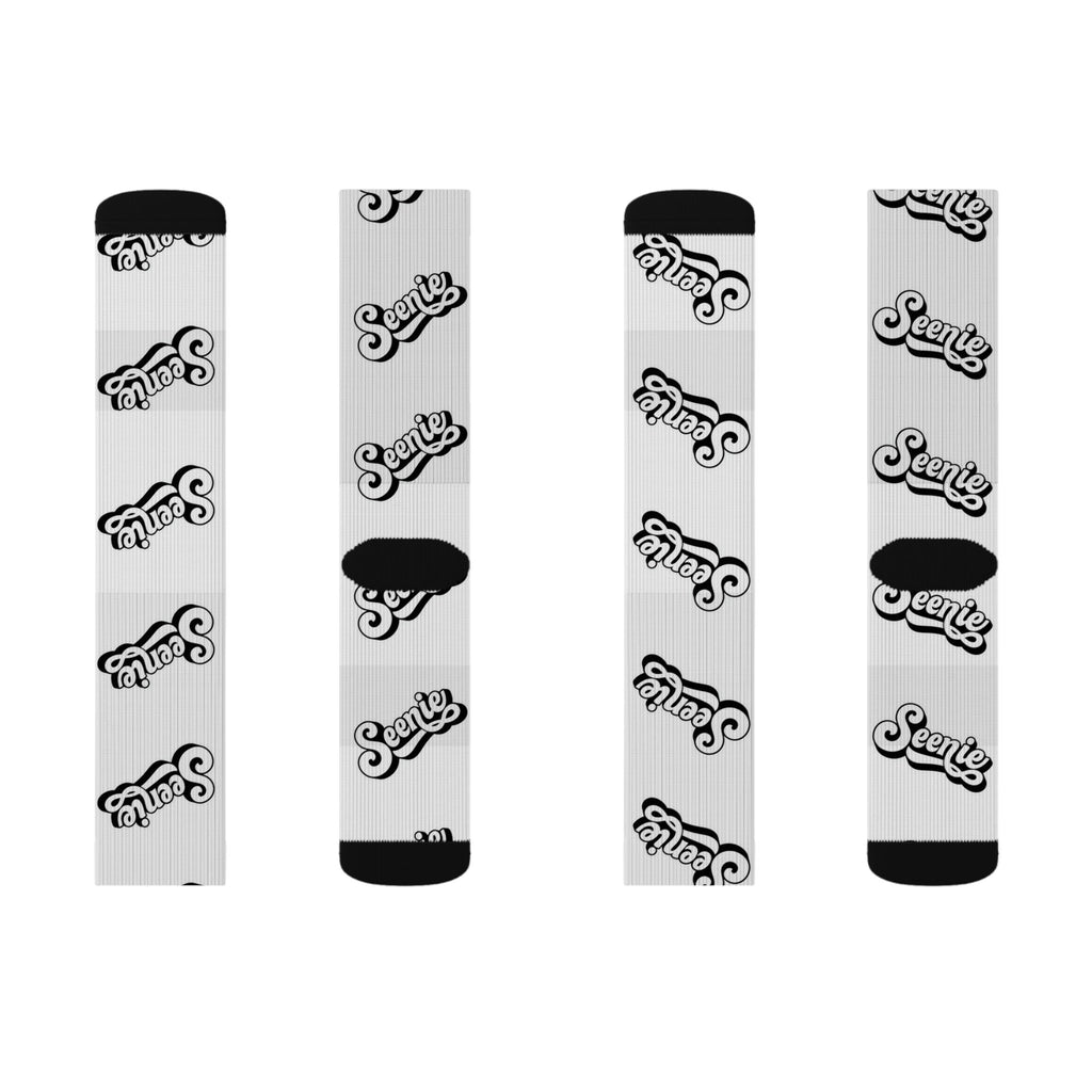 Seenie Black and White Pattern Crew Socks