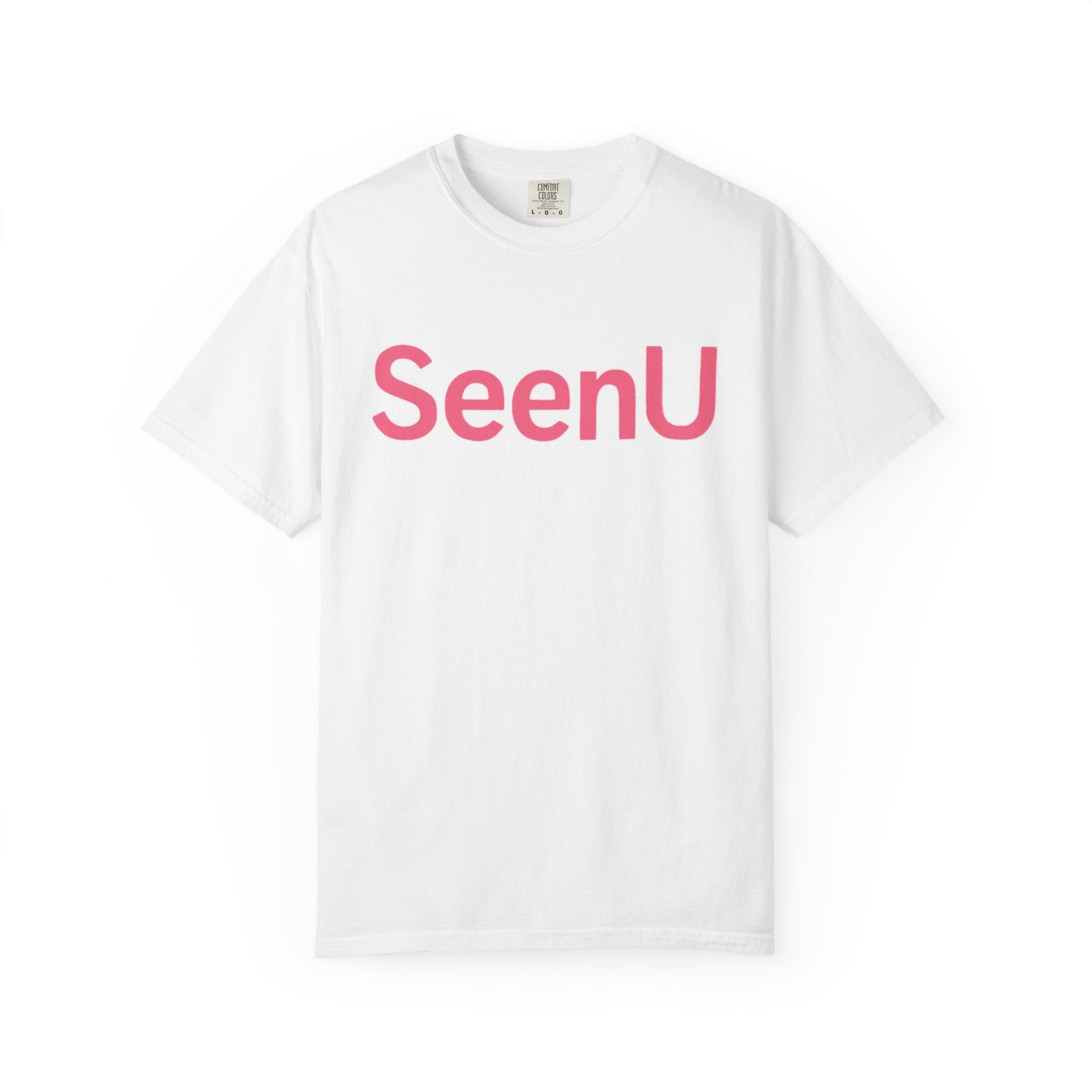 SeenU Logo T-Shirt | Minimal Pink Text Tee