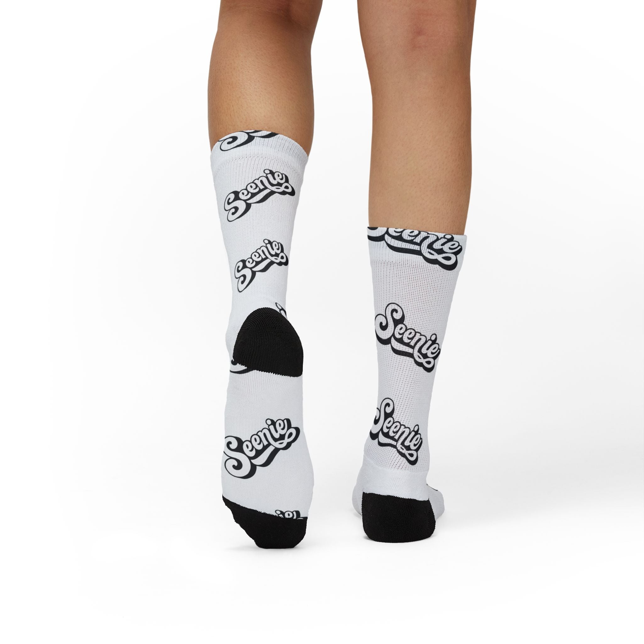Seenie Black and White Pattern Crew Socks
