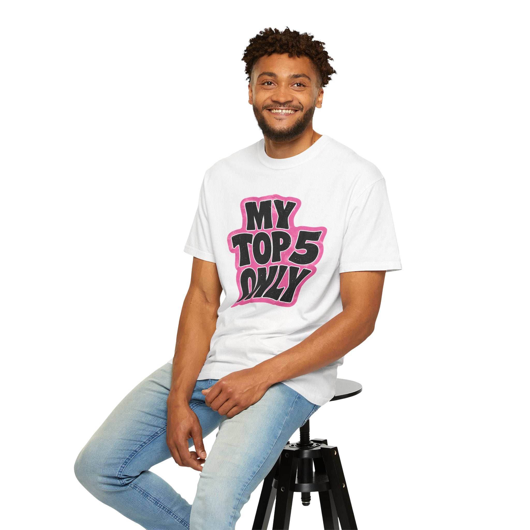 My Top 5 Only T-shirt | Bold Retro Lettering, Pink Outline