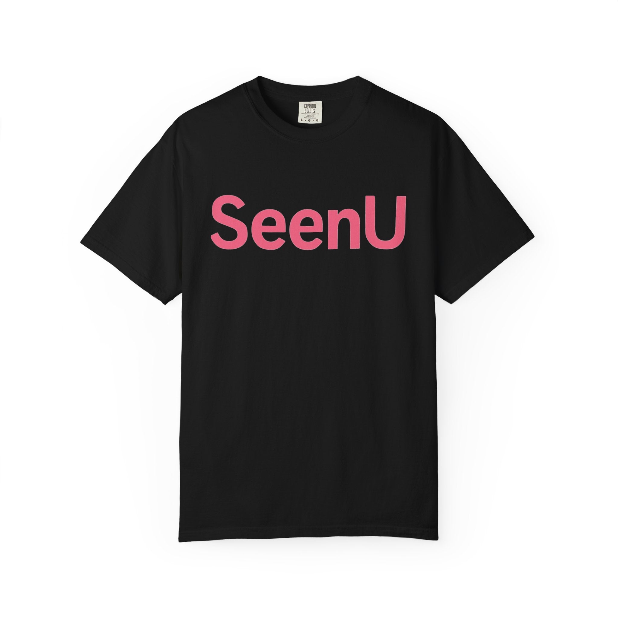 SeenU Logo T-Shirt | Minimal Pink Text Tee