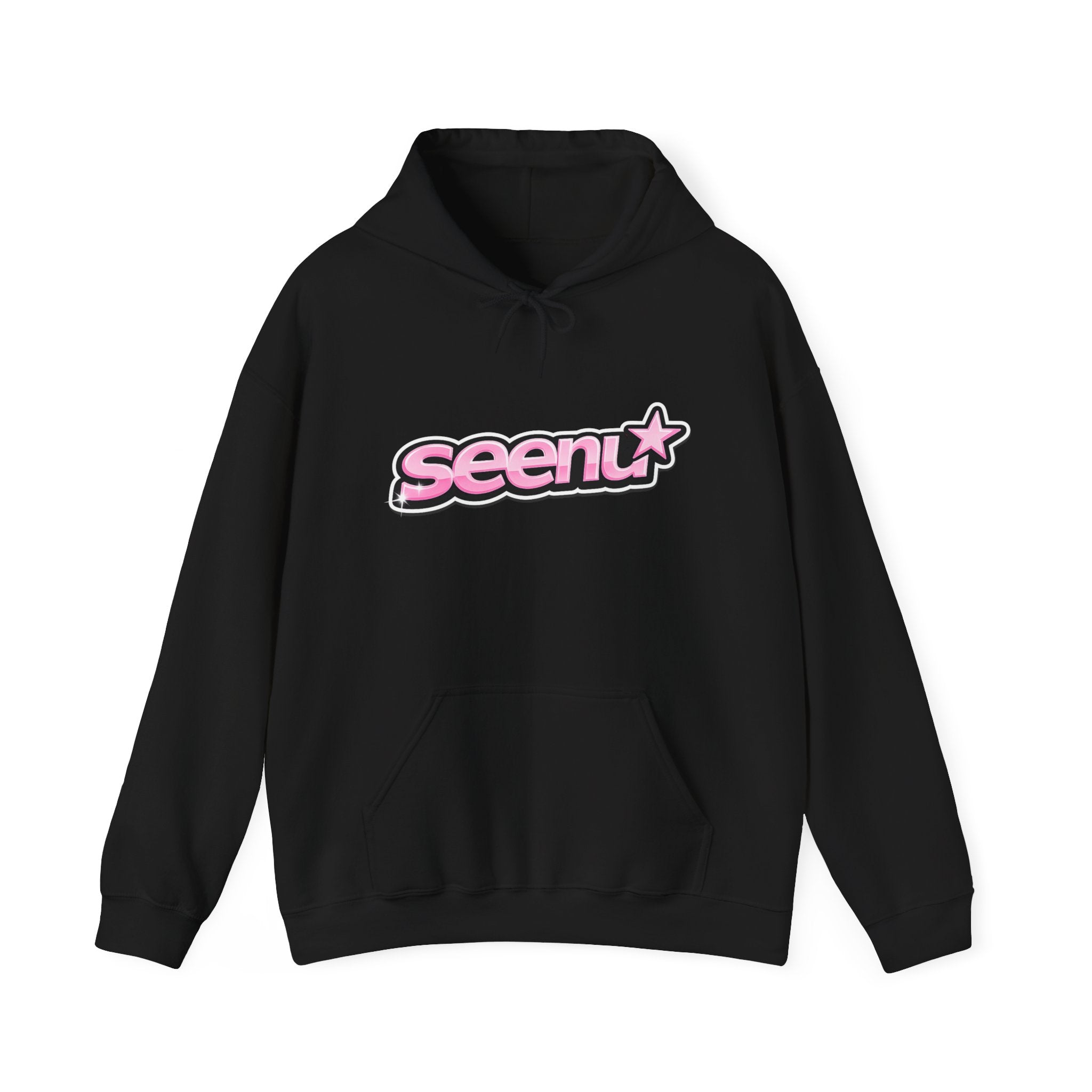 Hoodie — "seen" Pink Bubble Logo Hoodie for Trendy Streetwear