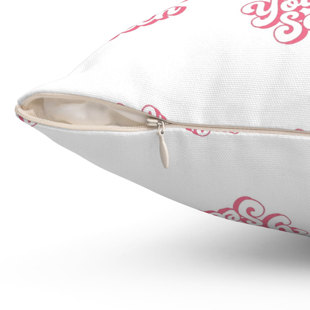 Square Pillow — Pink “You’re Seen” Pattern Decorative Throw Pillow