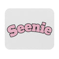 Seenie word art Mouse Pad | pink retro bubble lettering desk accessory